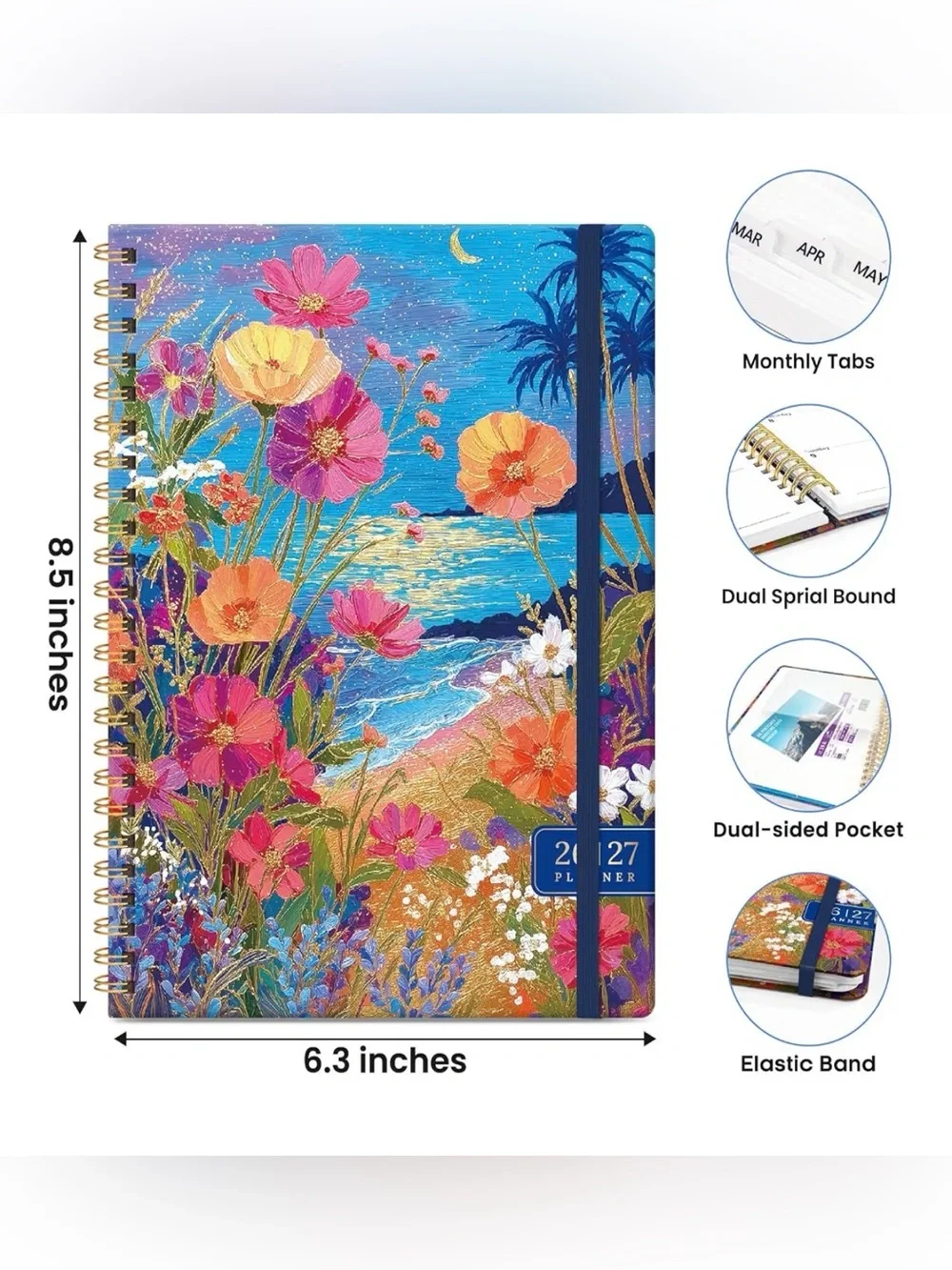 Weekly&Monthly calendar 2026-2027 Planner coral Dunes Hardcover NEW